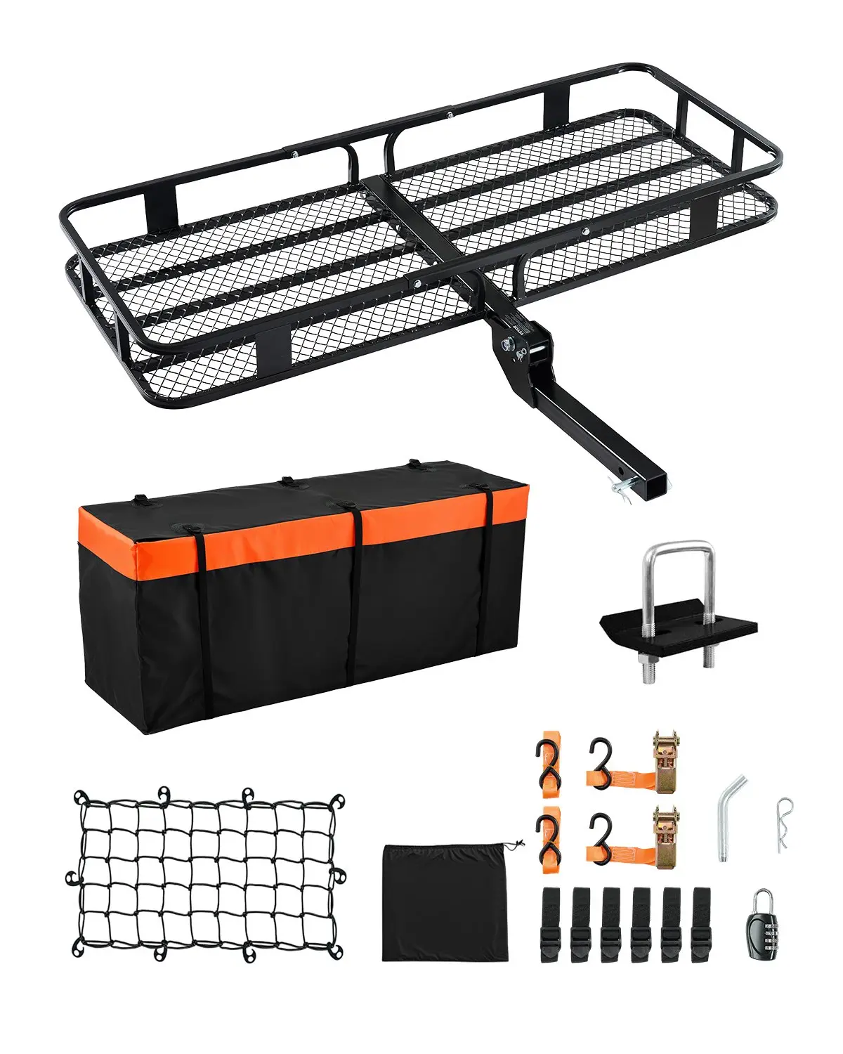 【Summerfinds】VEVOR 500 lbs Hitch Cargo Carrier Folding Hitch Cargo Carrier with Cargo Net 【Summerfinds】VEVOR 500 lbs Hitch Cargo Carrier Folding Hitch Cargo Carrier with Cargo Net