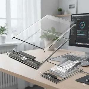 2.5 Inch SATa to USB 3.0 External Hard Drive Enclosure, Tool-Free Portable Case for 7mm/9.5mm SSD & HdD, High-Speed Transparent Mobile Storage Solution, Essential for Fast Data Transfer