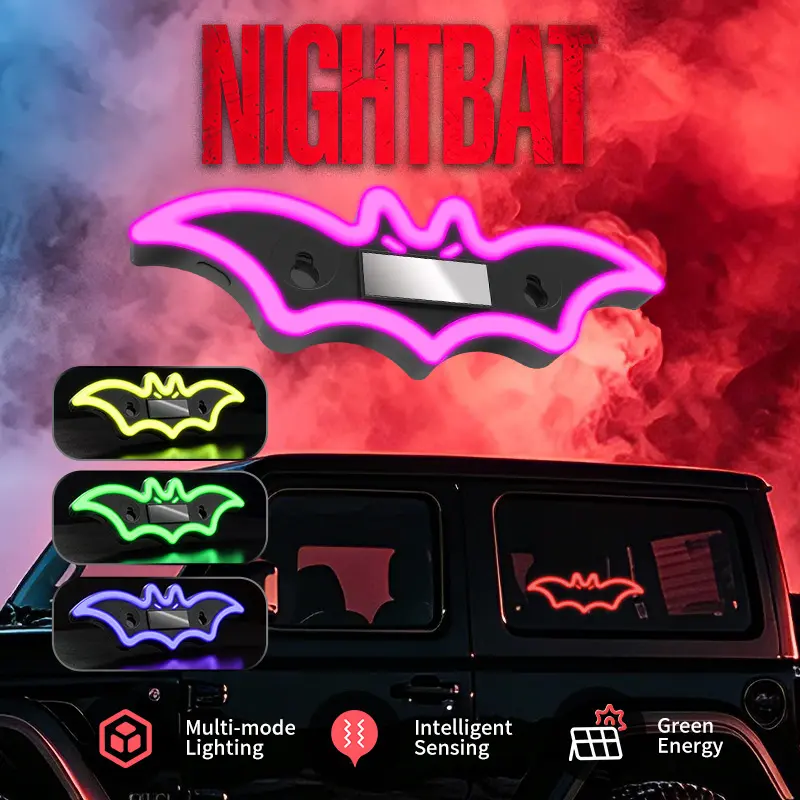 Joytutus Solar-Powered Wireless LED Neon Car Atmosphere Lamp - Triangular Heart Shape C-Pillar Interior Lighting, Eco-Friendly Modern Auto Accessory, Girly Car Accessory, Girly Car Accessories