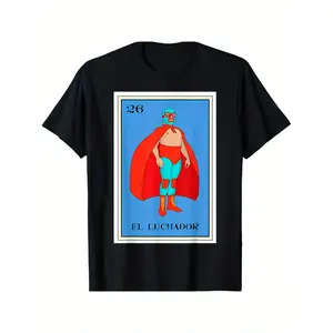 Mexican Lottery Card T-Shirt Featuring the Enmascarado Funny Design