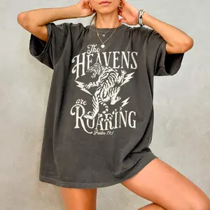 The Heavens Are Roaring - Christianity Comfort Colors T-Shirt, Christian Tiger Graphic Tee, Bible Verse Shirt, Psalm Shirt, Jesus Lover Gift