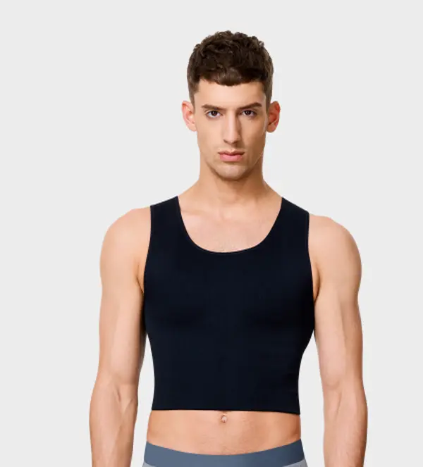 【Clearance】Nebility Men's Seamless Compression Shirt, Gynecomastia Chest Binder Tummy Control Body Shaper Undershirt Tank Top (Multi-Style)