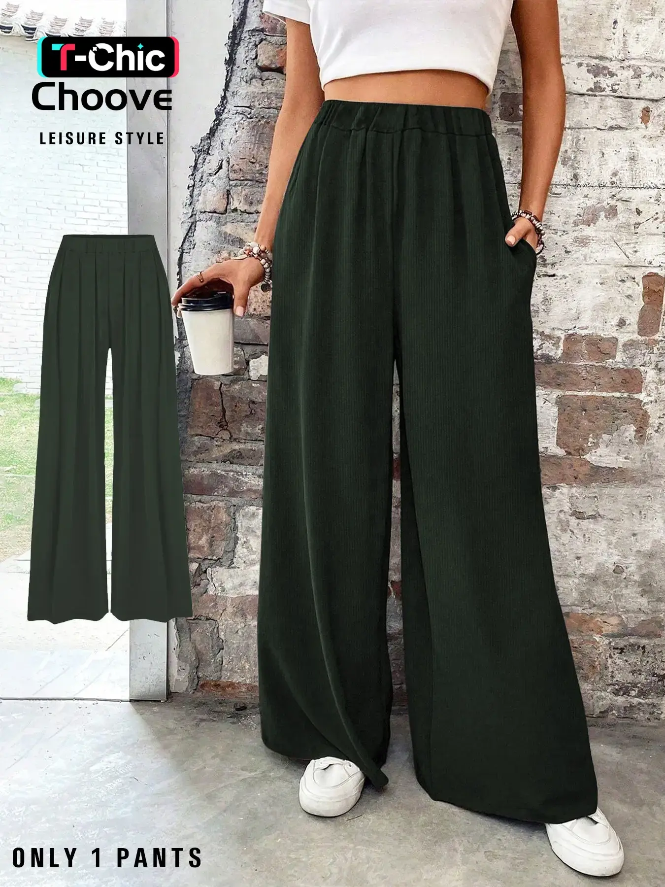 Women's Casual Comfy Loose Fit Wide Leg Pants, Casual Chic Streetwear, Comfortable Elastic High Waist Denim Jeans, Perfect for Daily Wear & Everyday Stylish