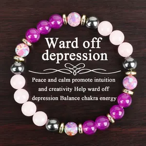 Ward Off Depression Bracelet Peace And Calm Promote Intuition Natural Healing Crystal Gorgeous Stone Gemstone Jewelry Energy Love Girlfriend Boyfriend Souvenir Valentine Anniversary New Year Christmas Halloween Birthday Gift