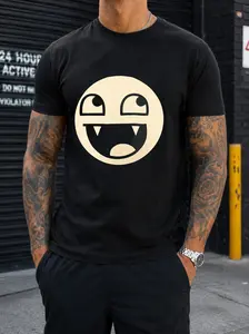 Simple Vampire Smile Minimalist Graphic Tee Vintage Washed Cotton T Shirt For Men Women Cute Emo Aesthetic Streetwear Tee