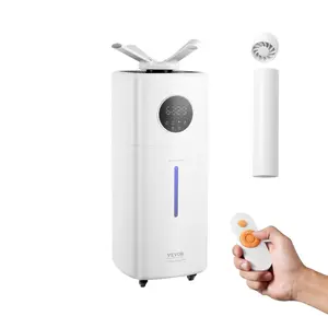 VEVOR Commercial Humidifier, 2.4 Gal/9L 2-In-1 Cool/Warm Mist, Industrial Air Vaporizer for Room Up To 430.6 Sq Ft, Top Refill Humidifier w/ Auto Rotary Spray for Whole House, Greenhouse, Plant
