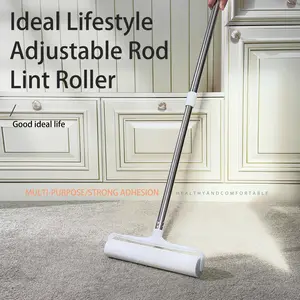 Tearable Lint Roller with 10 Refill Rolls – Strong Sticky Multi-Purpose Pet Hair Remover, Easy Tear Sheets, Extendable Handle for Floor Cleaning Without Bending