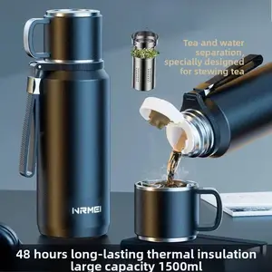 Sports stainless steel thermos cup men's large-capacity portable tea cup water tea separation large water cup High