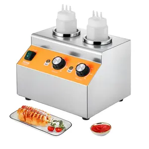 fathersdaygift VEVOR Electric Bottle Warmer with Bottles, 0.8x2 LCommercial Cheese Dispenser, Hot Fudge Warmer 86-185 Temp Adjustable, Plastic Double Bottles Nacho Cheese Warmer, for Hot Fudge Cheese Caramel