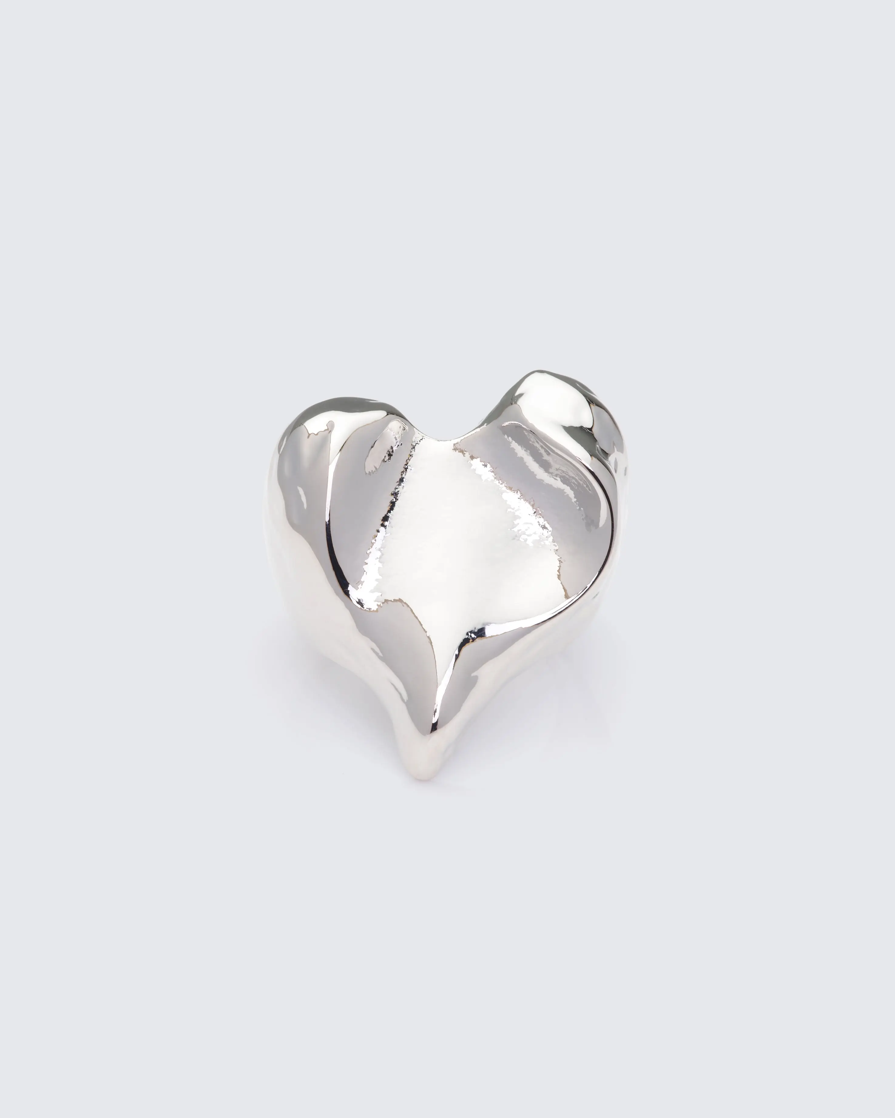 FINESSE Nerina Silver Drop Heart Ring, Cuff-Style Open Cuff Design Women's Costume Jewelry, Jagged Edge, Female