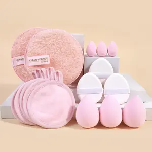 Makeup Tool Set, 16pcs/set Makeup Remover Pads & Sponges & Air Cushion Puffs & Face Cleaning Sponge, Professional Makeup Tools for Women