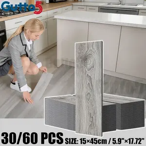 45/90 piece box, 3D texture, luxurious retro wood grain floor sticker, suitable for DIY projects, self-adhesive peeling and pasting, waterproof, wear-resistant, anti slip, floor renovation sticker, wall and floor universal, easy to install - Gutto5