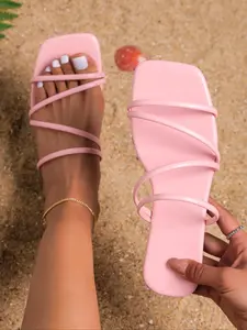 Women's New Spring Summer High-End Slippers, Fashion Casual Roman Sandals, //, Comfortable Cute, French Elegant Flat Shoes