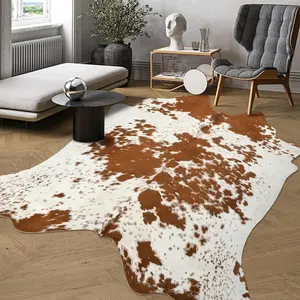 5.2x6.2 Feet Cow Hide  Area Rug for Living Room, Western Cowhide Large Faux Animal Skin Rugs, Non-Slip Cow Print Carpet for Bedroom Office Kitchen Fireplace, Blac,Grey,Khaki,Brown,Black/White,Yellow Brown,Dark Brown,4.6x5.2 ,5.2x6.2 Feet