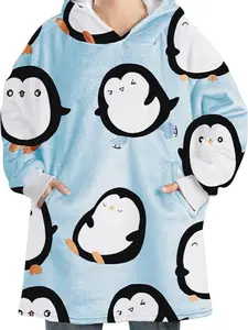 Penguin Gifts Oversized Flannel Hooded Blanket Sweatshirt for Women - Sweaters, Womenswear Tops Underwear Lady Comfort