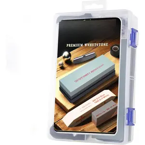 7 count sets  Sharpening Stone Kit, including 3 count Dual Grit Whetstone White Corundum, Angle Guide,Self Adherent Cohesive Bandage and Cleaning Cloth,Polishing Combination