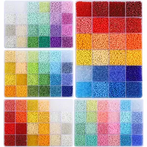 24-compartment box set of millet beads in 3 contrasting colors, 3mm3D Pixel Puzzle Beads,   DIY Craft Bead Kit , DIY Beading Accessories, DIY Jewelry Accessories, DIY Jewelry Making