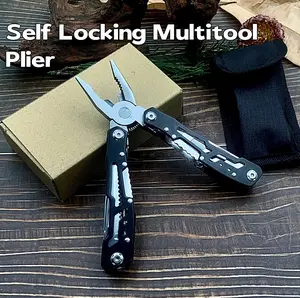 Premium Self-Locking Multitool: 15-in-1 EDC Outdoor Essential with Mig-Ready Pliers, Circlip & Crimping Tools - Complete Cutting System for Professionals & Tool Sharing Networks (Includes Nylon Sheath)
