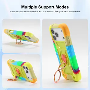 iPhone 17 Phone Case, Cool Military-Grade Shockproof Magnetic Armor Case, 360° Rotating Ring Stand, Anti-Scratch, Durable Protection
