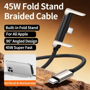 Compatible with iPhone 15/16/17; 6.6 ft hidden stand charging cable that combines a charging cable and phone stand in one; supports 45W super fast charging; ideal for gaming, work, and car travel; Samsung Type‑C fast charging cable, black, 3.3 ft, support