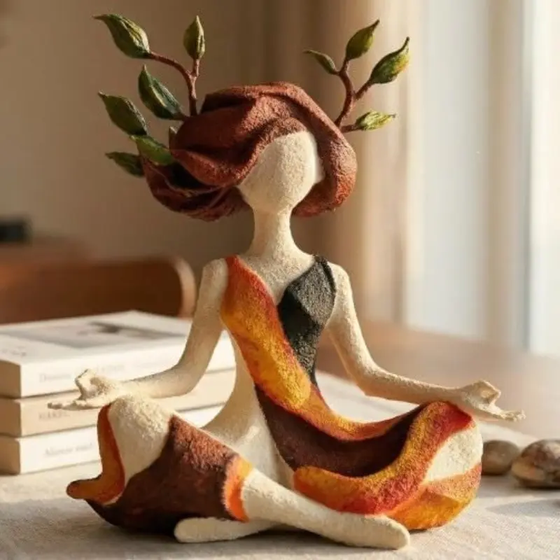 Small Yoga Girl Statue, Home Decor Ornament, Living Room Decoration, Elegant Sculpture, Perfect for Interior Design, Unique Gift Idea