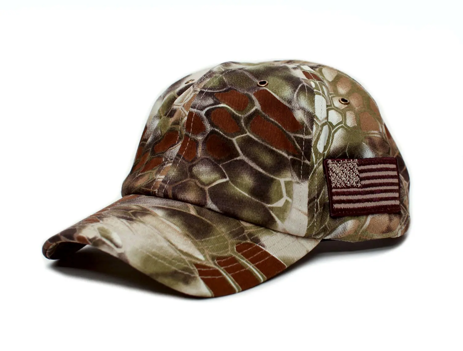 Tactical Camo Hat Tonal Side American Flag Unisex Dad Cap Multi Colors