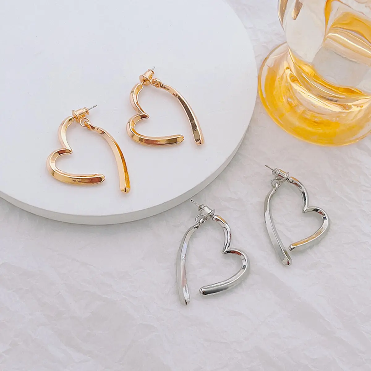 Women's heart shaped hoop earrings, hypoallergenic irregular earrings, gifts for women