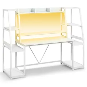 Sikaic 65.7 Inches LED Gaming Desk White