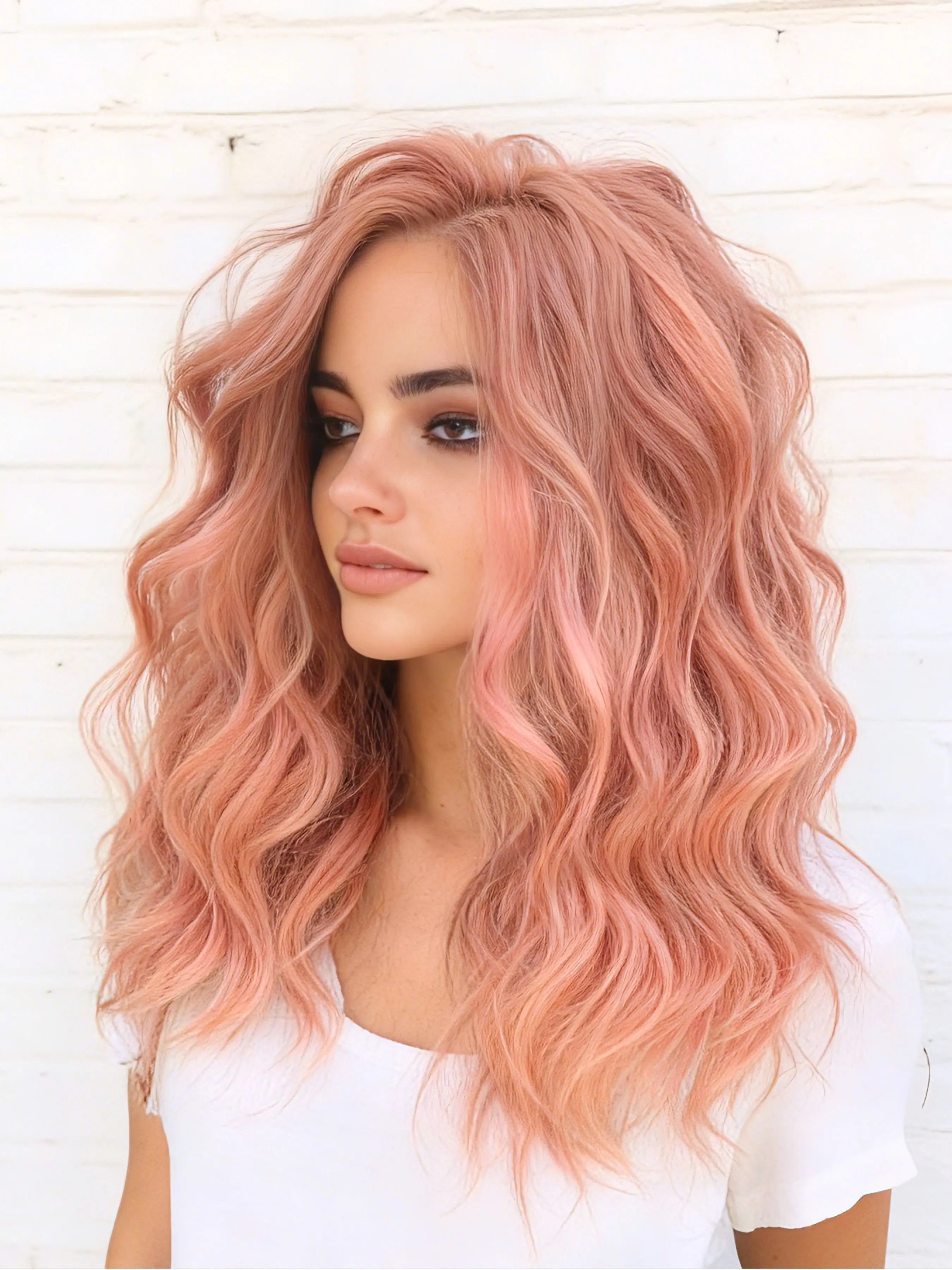 Peach Pink Loose Wave Lace Front Wig 14" Bob Wave Heat-Resistant Synthetic Hair 13x4 HD Transparent Lace Pre-Plucked Hairline Natural Hairline Wig Hyperrealism Wig Free Parting Lace Frontal Wigs Pre Plucked Wigs