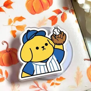 Kawaii Yellow Puppy Baseball Catcher Phone Grip, Cute Cartoon Dog Finger Stand, Universal Fit Accessory, Sweet Gift For Student