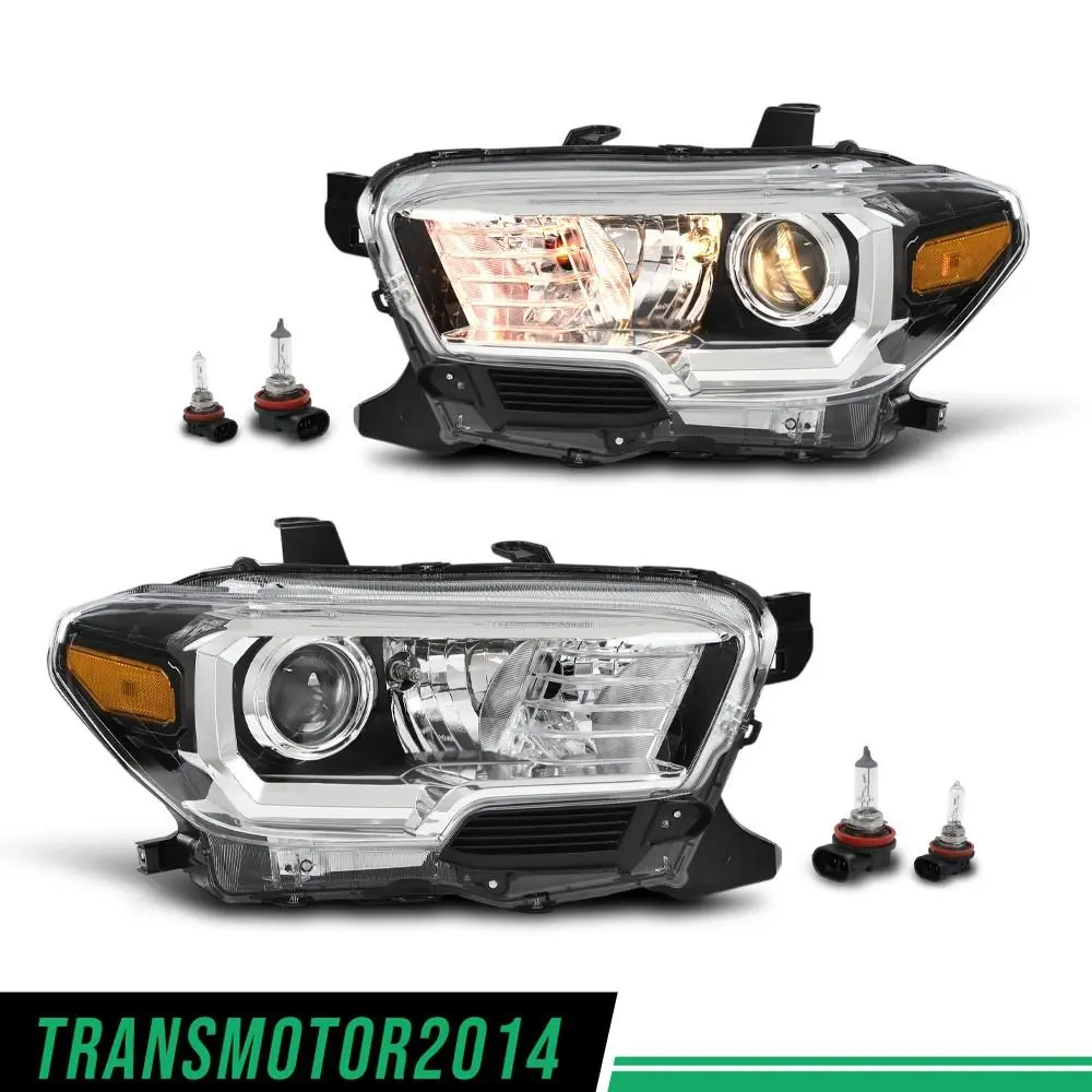 G-PLUS Motor Interior Left & Right Halogen Headlights Assembly Fit For Toyota Tacoma 2018 W/o LED DRL