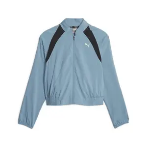 PUMA Womens Fit Woven Fashion Jacket Training Athletic Outerwear Casual Full Zip Compression - Blue