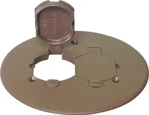 212 MAIN Cantex 5133678U PVC Flush Mount Round Duplex Floor Box Cover for Duplex Receptacle, Brown