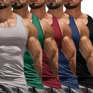 High stretch fitness vest for men, quick drying breathable sports sleeveless top, summer moisture wicking, versatile, simple and casual