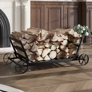 FUFU&GAGA Car Shape Firewood Rack - Simple Style Logs Storage Stand for Patio, Deck, Fireplace & Shed