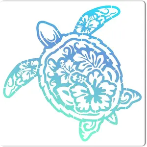 11.8x11.8 Hollow Out Sea Turtle Stencil   Hibiscus Flower Painting Stencils Reusable Large Hawaiian Summer DIY Drawing Templates for Painting on  Floor Furniture Bag