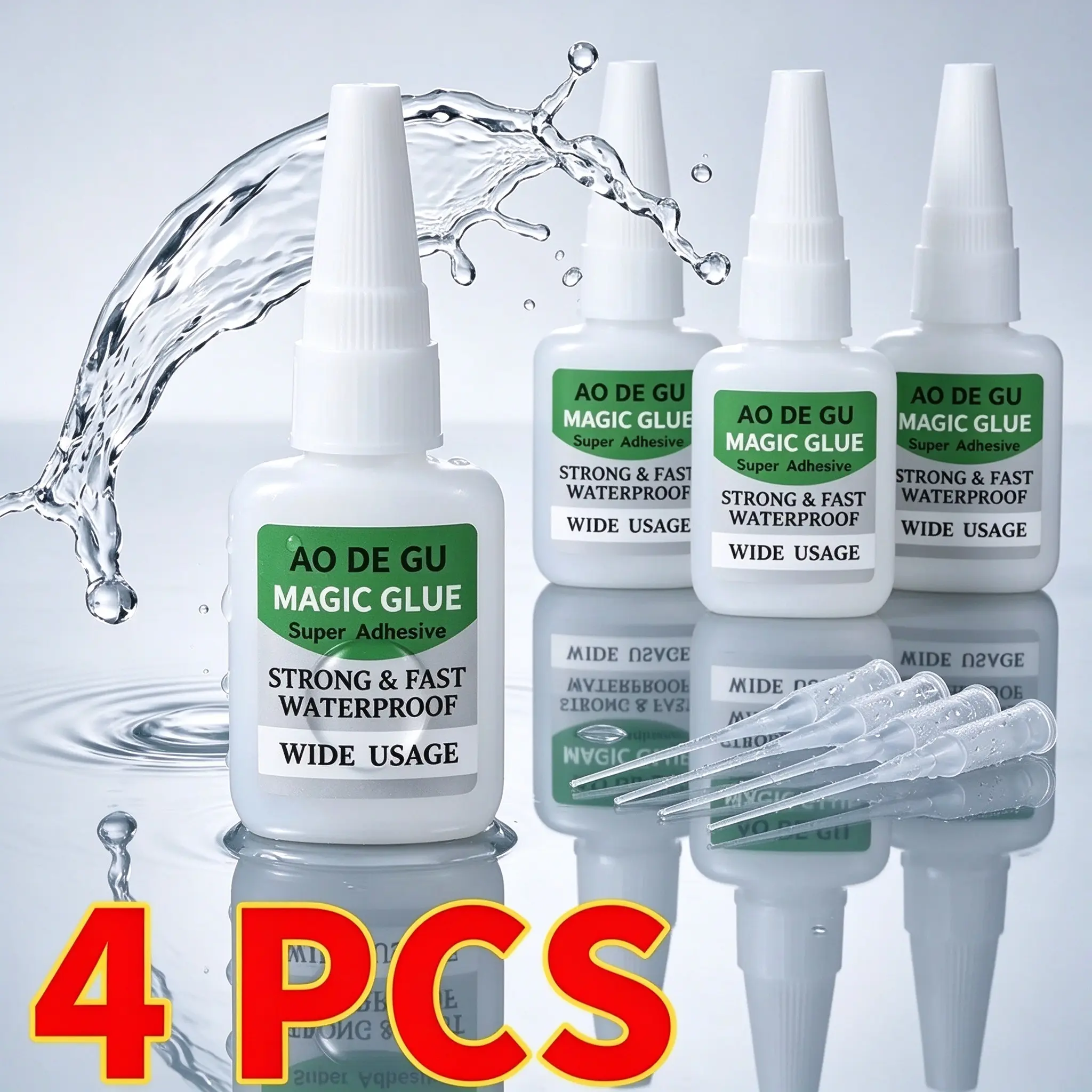4 Pack Super Glue with Precision Tips | Waterproof Instant Adhesive for Wood, Plastic, Ceramic, Leather & Shoe Repair | Strong Fast Bond DIY Crafts