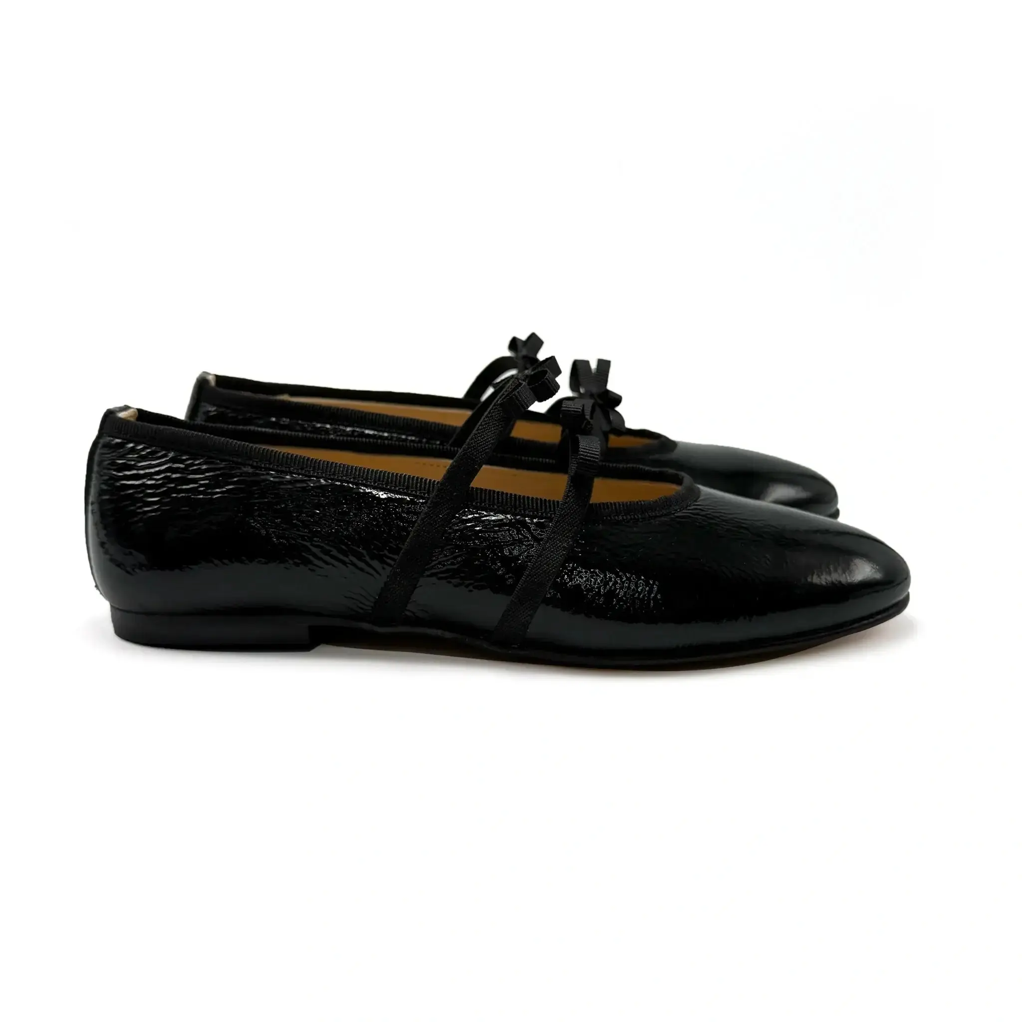 Lauve Ruby Black Patent Bow Ballerina