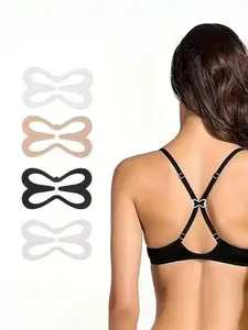 4 Pcs Bra Strap Clips, Lobster Claw Design, Anti-Slip Cross Back Hook, Invisible Chest Support, Adjustable Nipple Covers, Womenswear