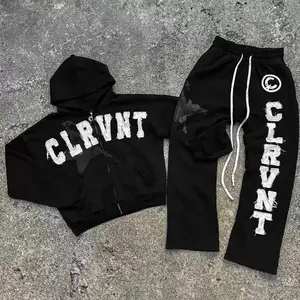 Sweatshirt and pants Y2K New Letter Embroidered Hoodie Set American Vintage Loose Pants Women Hip hop Harajuku Casual Hoodie Two Piece Set Sportswear