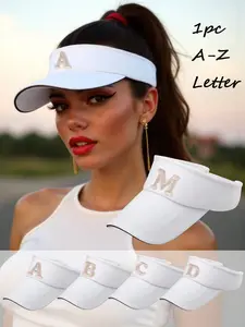 Simple Letter Embroidered Visor Hat For Women Summer Breathable Sun Protection Visor Outdoor Running Sports Cap No Top Hat