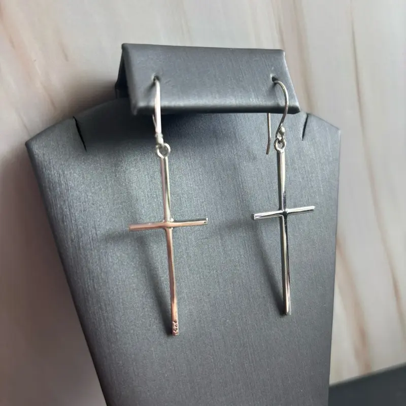 Silver 925 cross earrings dangle - Aretes de plata 925 cruces