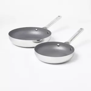 2pc Stainless Steel Ceramic Coated Nonstick Fry pan Set Dark Gray - Figmint