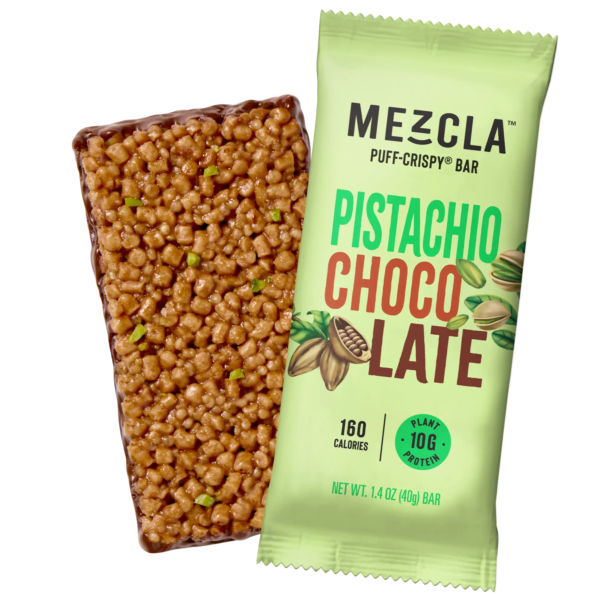 Mezcla Puff-Crispy Protein Bars - Pistachio Chocolate - Gluten Free & Vegan Prot...