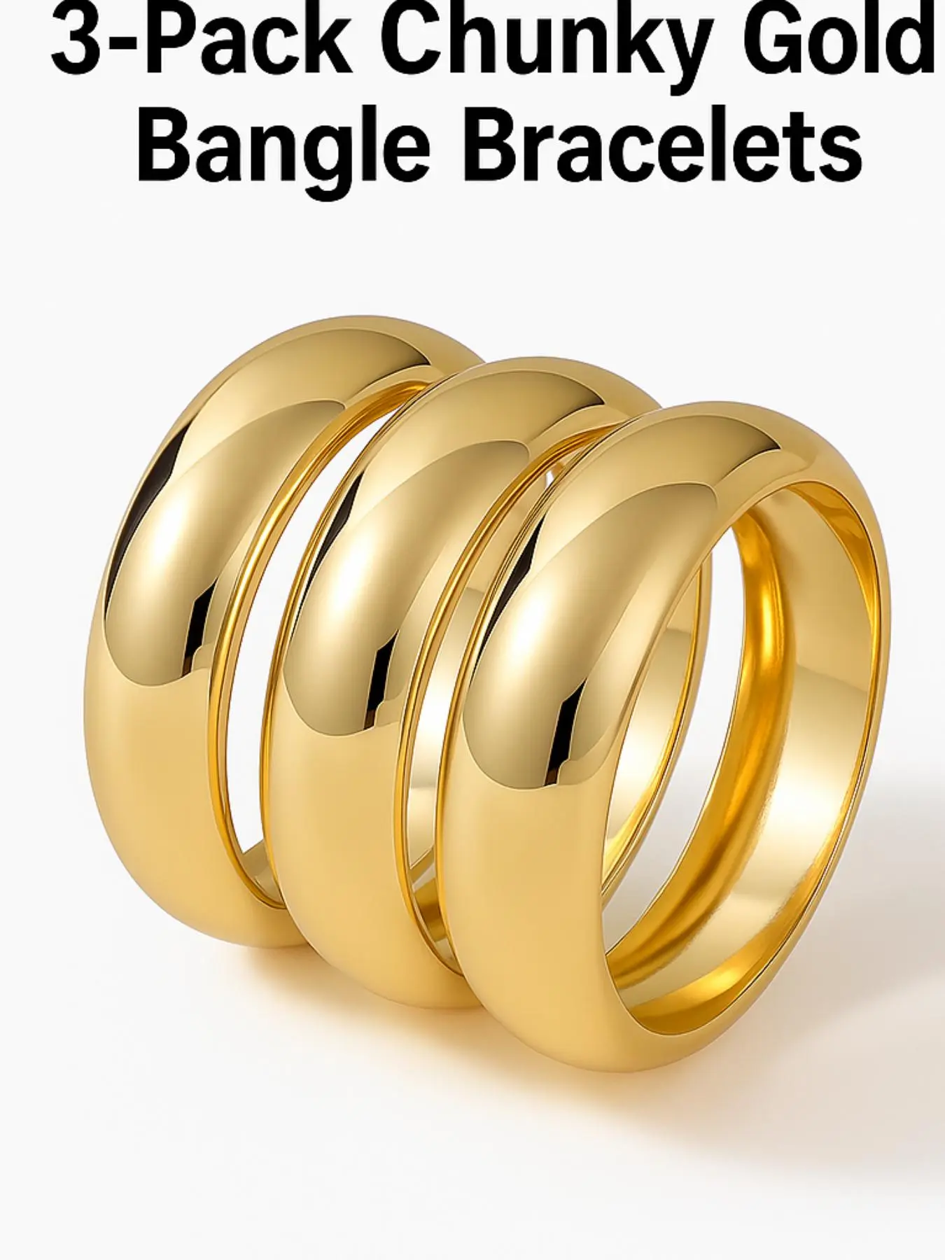 Chunky Gold Bangle Bracelet Set, Trendy Bangles, Fashionable Wide Polished Metal Cuff Bracelet for Women & Men, Stackable Statement Jewelry for All Seasons, Bracelets Stack