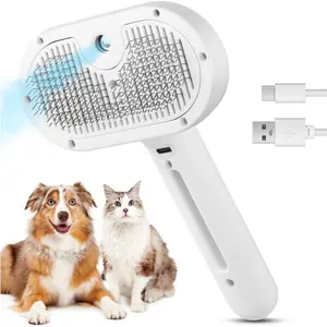 Pet Steam Brush for Shedding, Grooming Products, 1 Box Steamy Cat Brush for Long & Short Haired Cats & Dogs, Self-cleaning Pet Hair Removal Comb