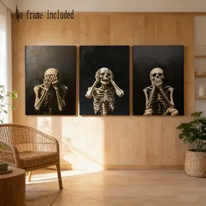 3 Piece Dark Skull Art Prints Canvas Posters, Modern Home Decor for Living Room and Hallway, HD Waterproof Artistic Artwork for Unique Style
