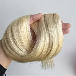 New 2025 Arrivals Blonde 60 #   Invisible PU Weft Hair with Hole Human Hair Twin Tabs Injected Long Tape PU Flat Weft No Glue Microlink Hole Weft Extensions 40-50g