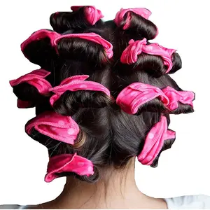 Polka dot sponge hair rollers, pear flower style curlers, sleep hair rollers, lazy hairband curlers, soft wave curling iron10pcs