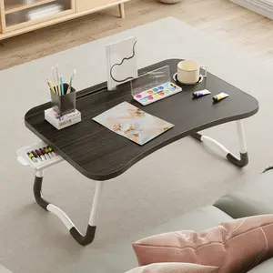 Superlele Folding Lap Desk With Cup Holder, Portable Laptop Stand For Bed Laptop Desk Bed Table Tray With Drawer, Eating Table For Bed Sofa Couch Floor